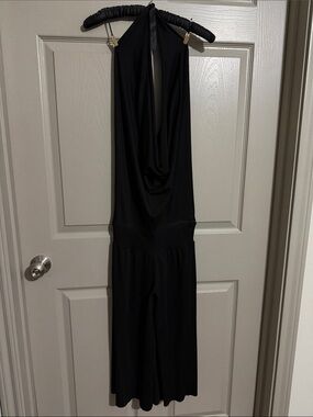 Black Halter Jumpsuit with Draped Back